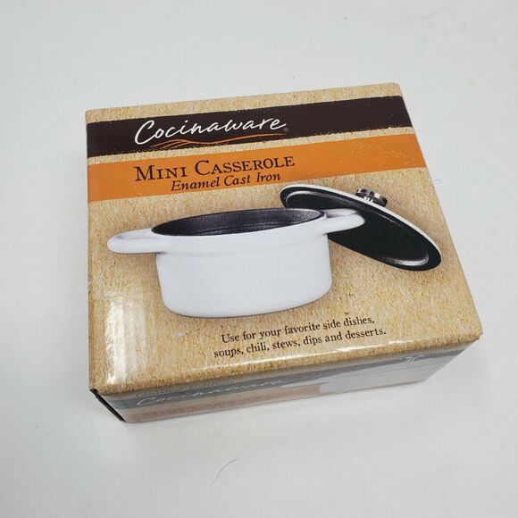 Cocinaware-New Mini enamal cast Iron 8oz. Casserole By Cocinaware set of 2 - Picture 3 of 7